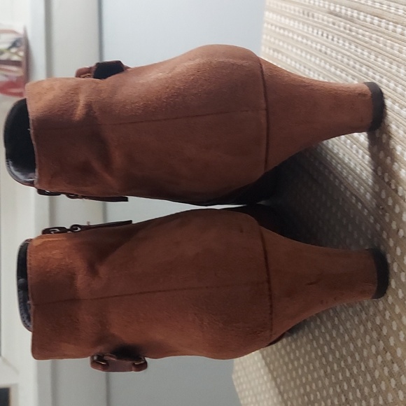 Cole Haan Sylvia Leather Suede Kitten Heel Zip Ankle Booties Boots Sz 10 - Picture 5 of 11